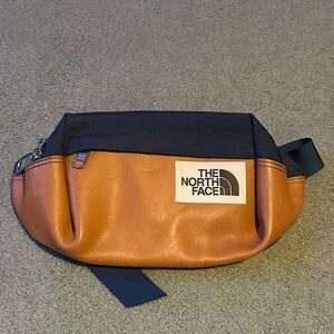 The North Face Brown Label Lumbar Crossbody/Waist Pack. Navy & Leather